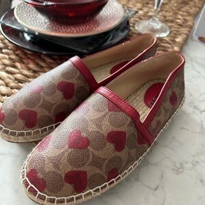 Coach Brown and Red Heart Espadrilles